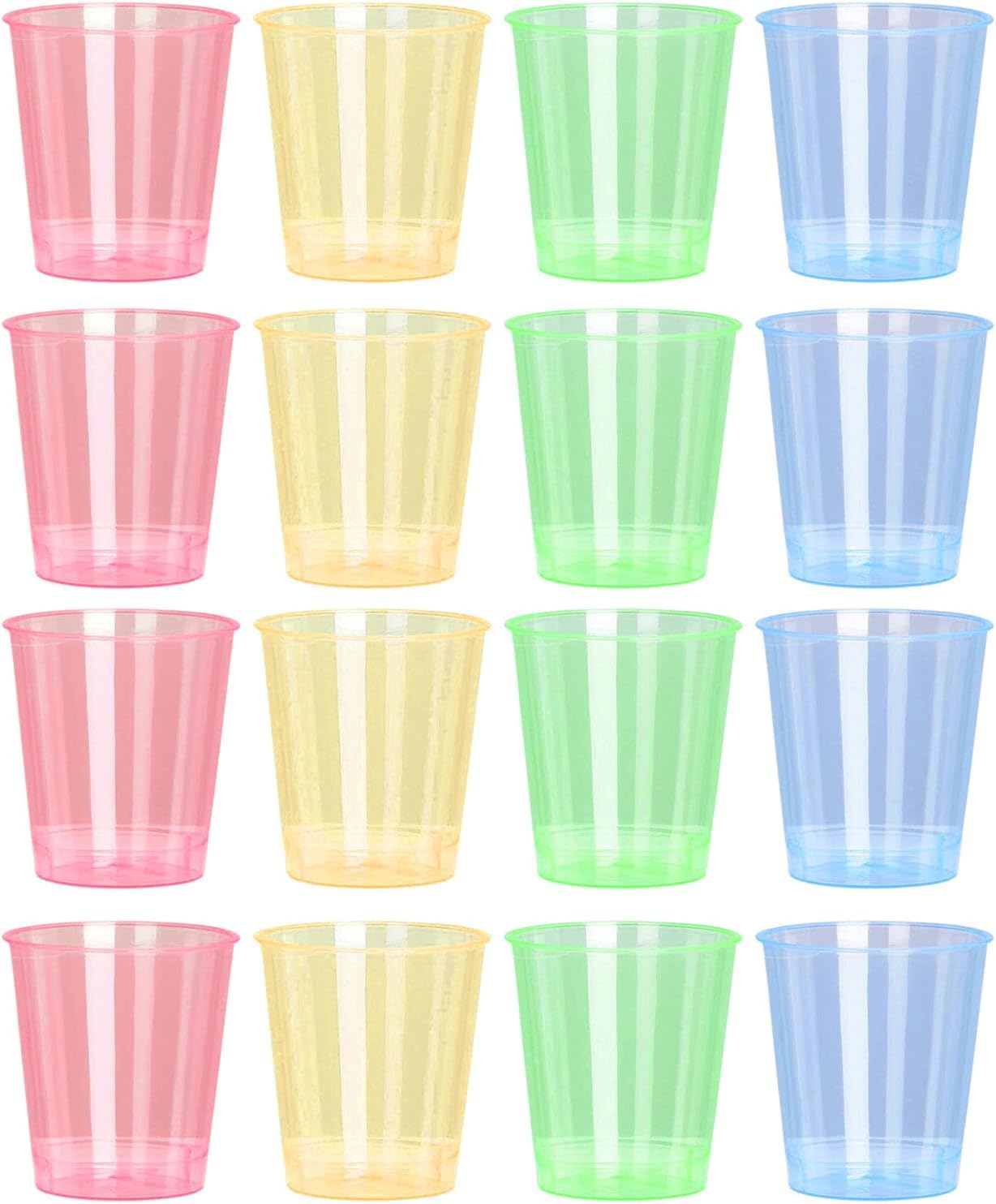 MIJOMA Lot de 640 verres à liqueur incassables en plastique robuste pour jello shots, desserts, fêtes, mariages, anniversaires, passent au lave-vaisselle, réutilisables, 29 ml (arc-en-ciel)