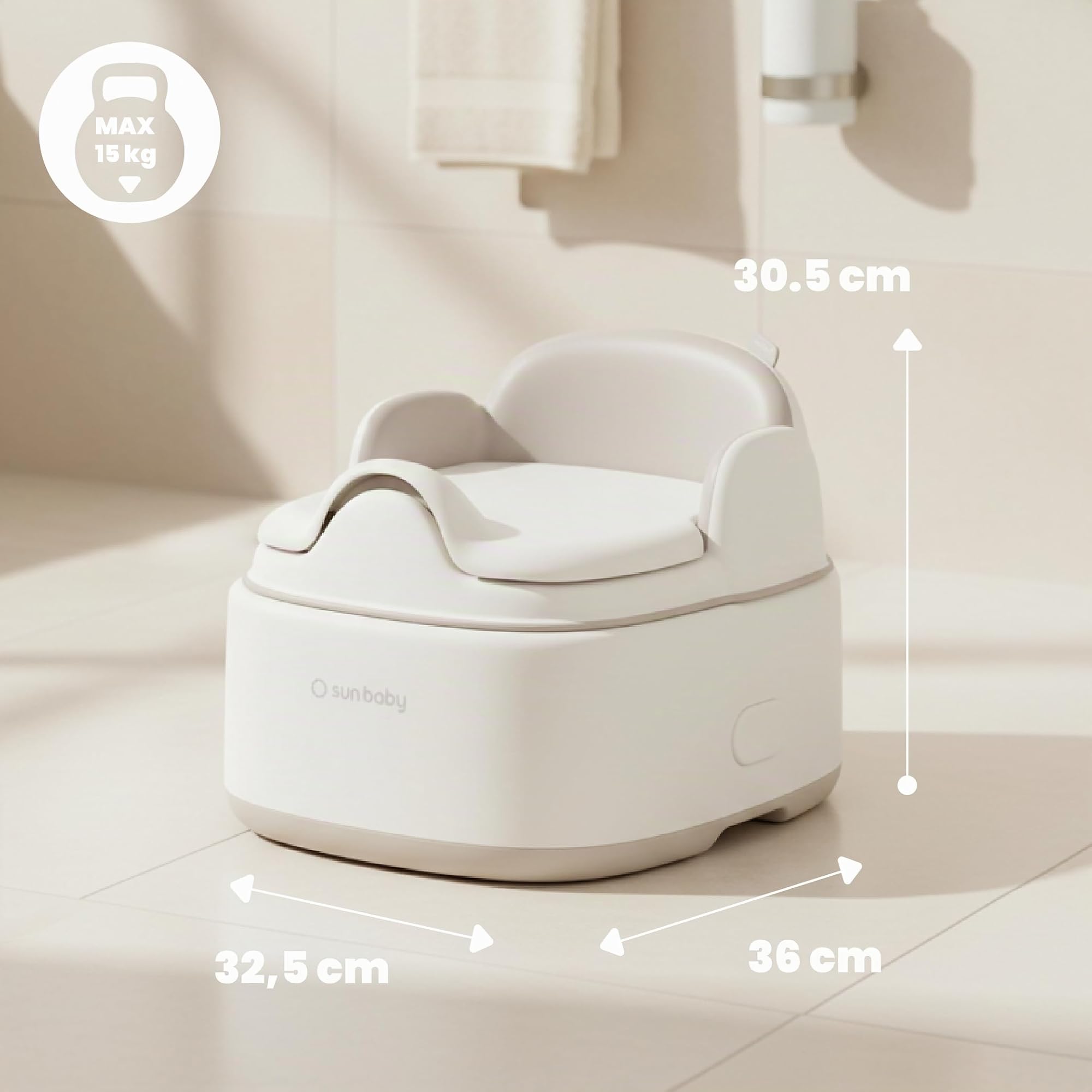 SUN BABY Pot 3-en-1 Enfant 1-6 Ans - Blanc-Gris | Pot, réducteur et marchepied