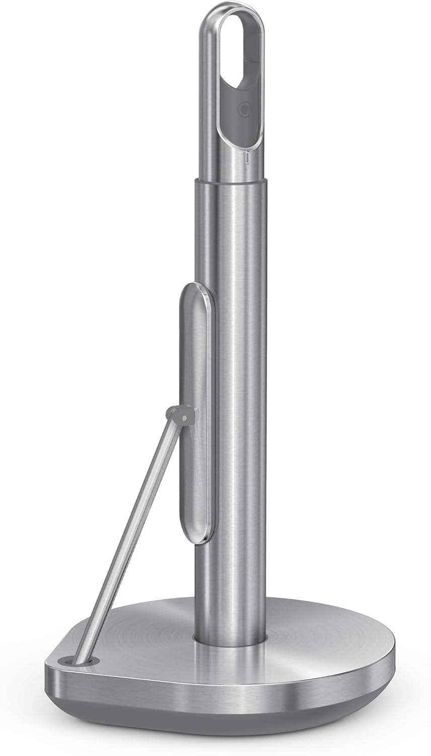 simplehuman Porte-Serviettes sur Pied avec Pompe de Pulvérisation – Acier Inoxydable Brossé, Design Minimaliste - Description