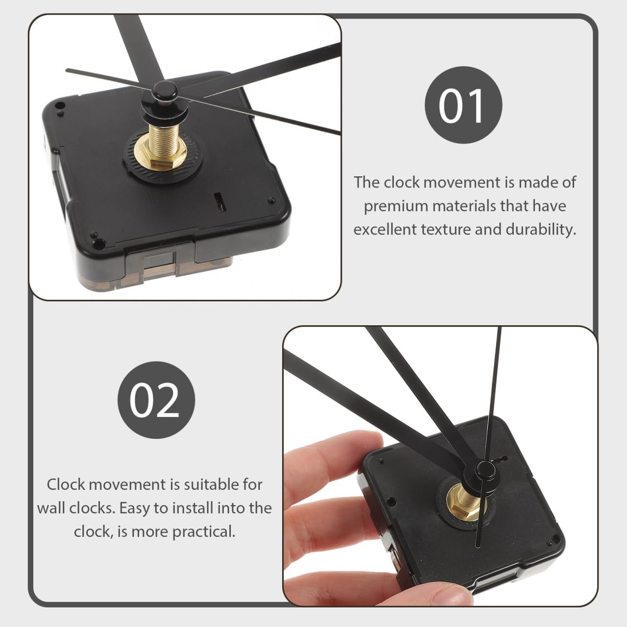 DOITOOL Quartz Clock Movement Kit Silent Wall Clock Mechanism Replacement with Long Shaft DIY Movement Kits for Hands Repair 4.72X2.16X0.59In