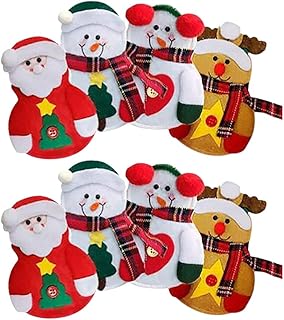 Cikuso 8 pz Porta Posate Pupazzo di Neve/Babbo Natale/Alce Posate Porta Posate Tasca coltelli da tavola stoviglie Decorazioni Natalizie