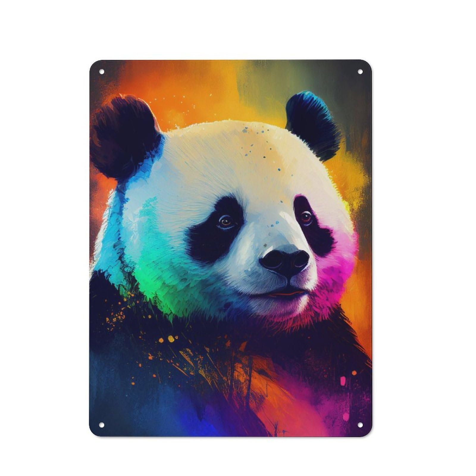 Junmoney Panda Colorful Animal Tin Wall Plaque 40X30cm With For Studio Or Craft Room, For Metal Sign Collectors, For Kitchen And Home Bar Decor