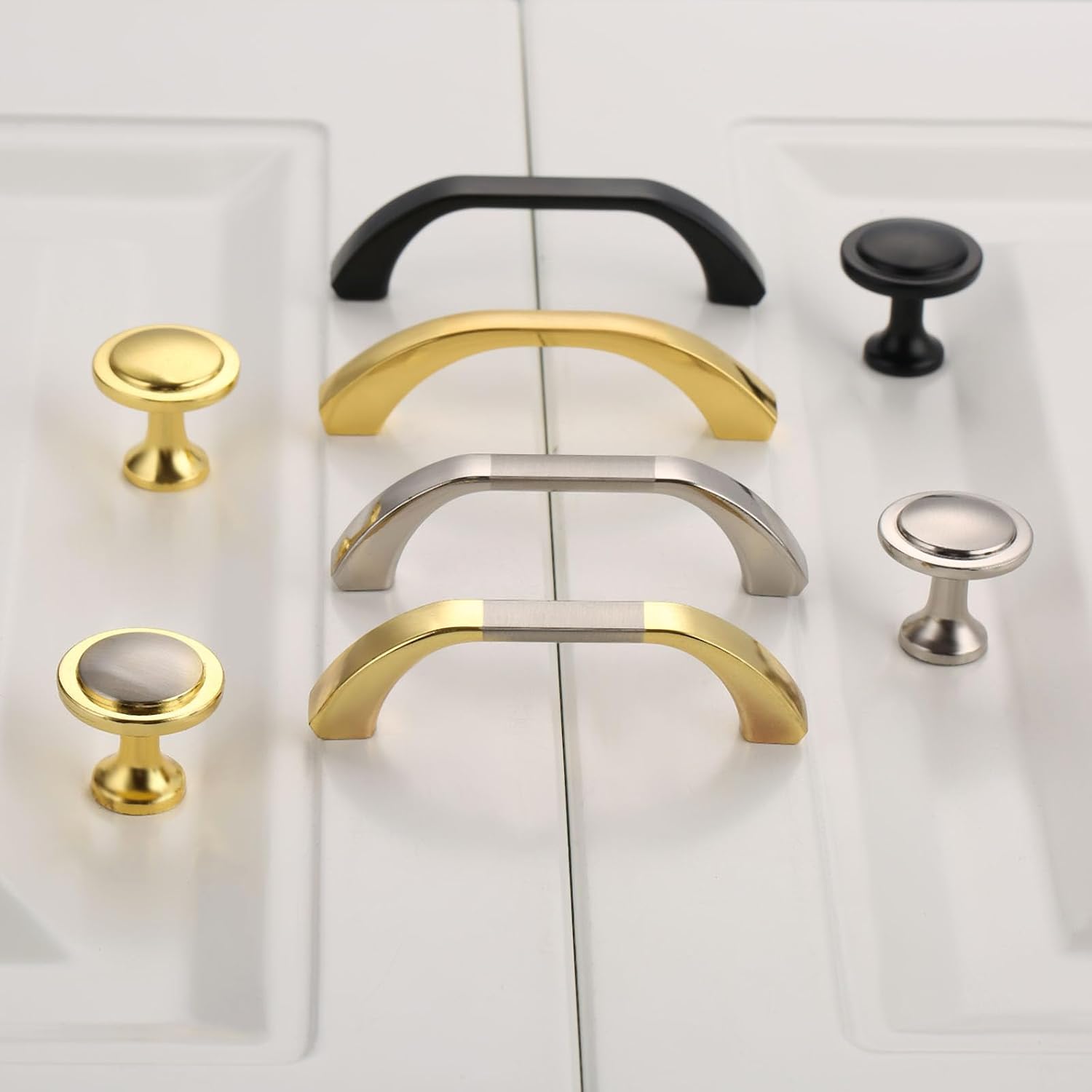 1pc Simple Smooth Bright Silver/Gold Furniture Handles Knobs Kitchen Cabinet Drawer Wardrobe Door Shoe Cabinet Handle Pull - (Color: G)