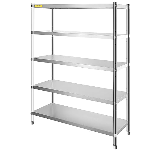VEVOR Scaffalatura in acciaio inox, 122 x 47 cm, 5