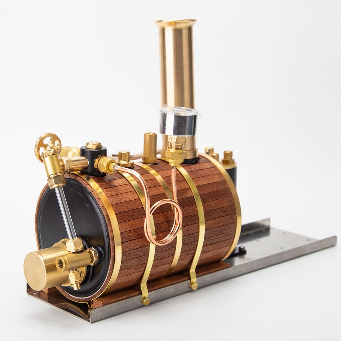 B-1 Dampfkessel Modell für EIN-/Zwei-/Dreizylinder Dampfmaschine Modell, Horizontales 200ML Kesselmodell Boiler Modellbausatz für 70cm Dampfschiffe, Ornament Geschenk -RTR
