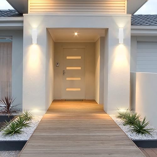 Miniatura 2 de Luces de pared exteriores con sensor de anochecer a amanecer, aplique de pared clásico de aluminio para exteriores, antioxidante, impermeable,