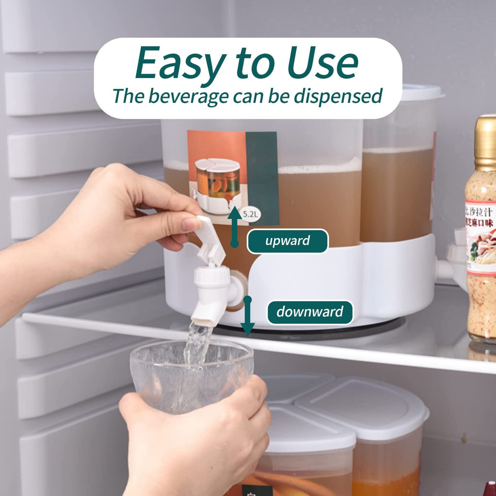 Dispensador De Bebidas De 5,3L Giratorio Con Grifo - Ideal Para Jugos, Té Helado, Limonada Y Fiestas