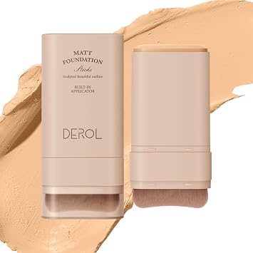 Matte Foundation Stick Makeup Built-in Foundation Brush - Lightweight Buildable Coverage Contour Pen Face Makeup Warm beige, 03