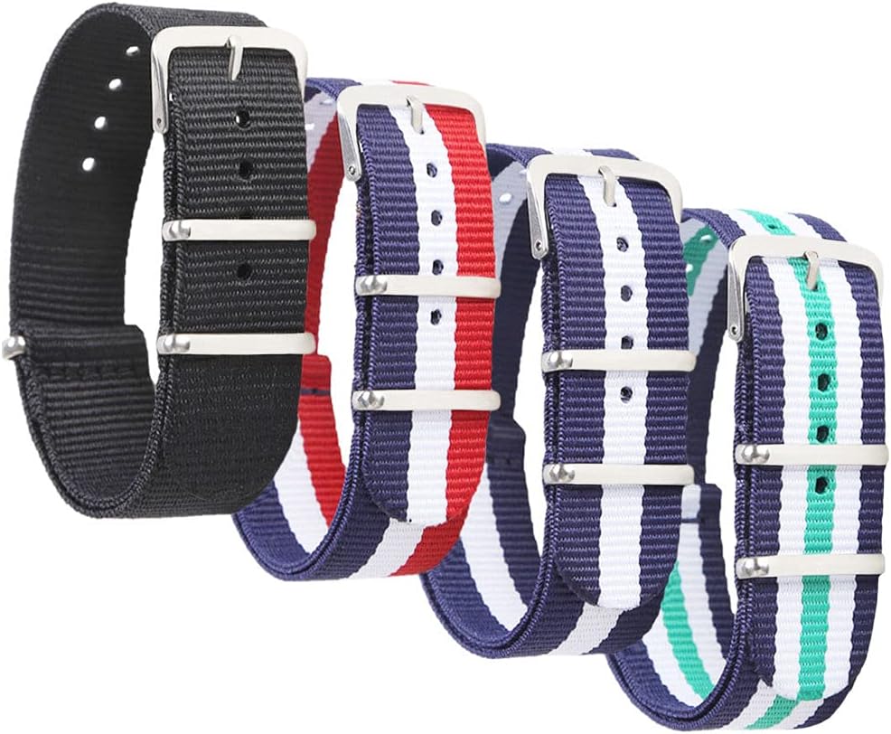 Nylon Watch Bands, Canvas Fabric Ballistic Nylon Watch Straps - Widths 16mm 18mm 20mm or 22mm 24mm