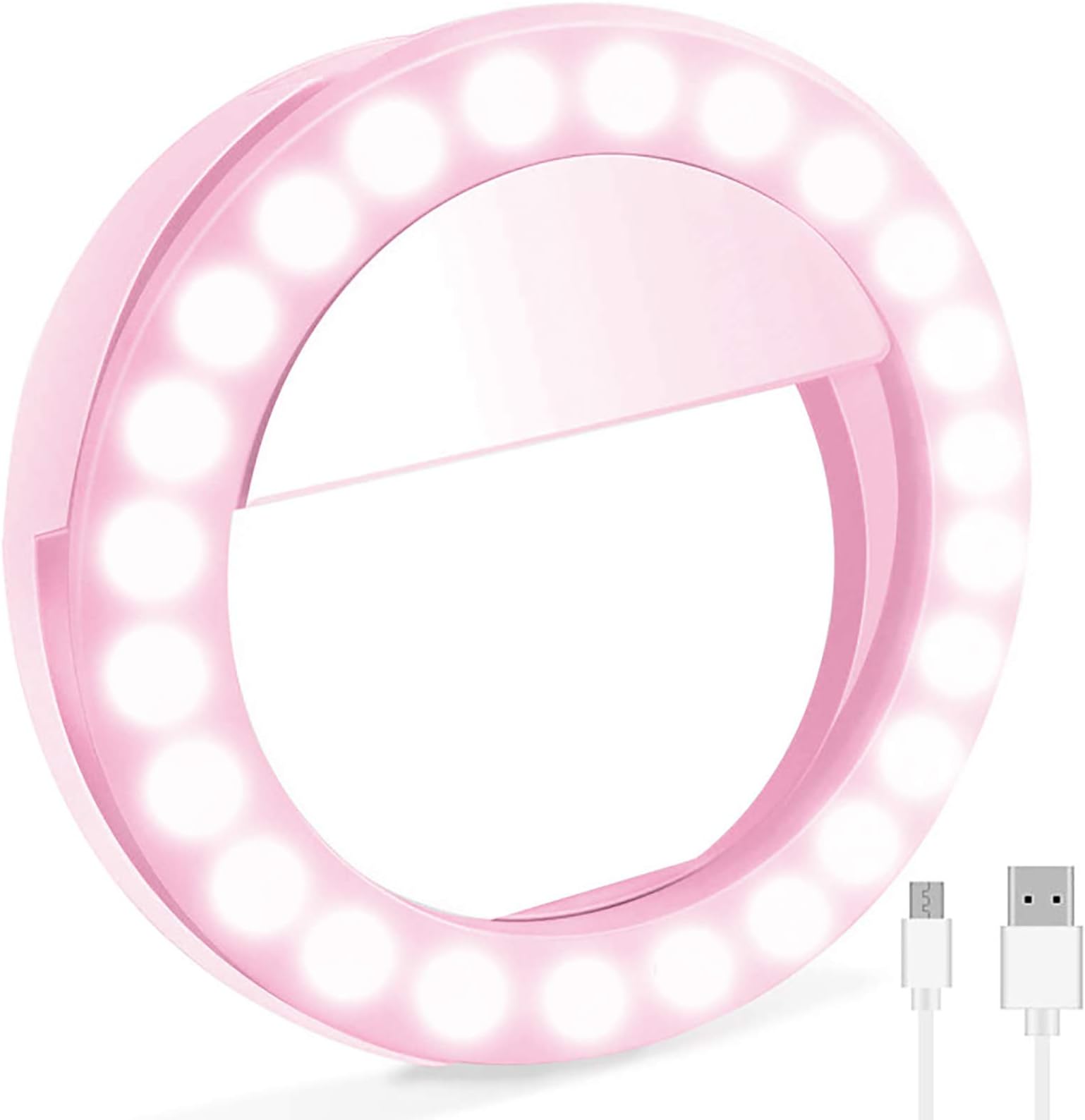 Selfie Ring Light,Universal Phone Selfie Ring Light,Portable LED Selfie Light Ring Lights for Android/iPhone, LED Ring Light, Rechargeable Brightness Portable Selfie Light Ring (Pink)