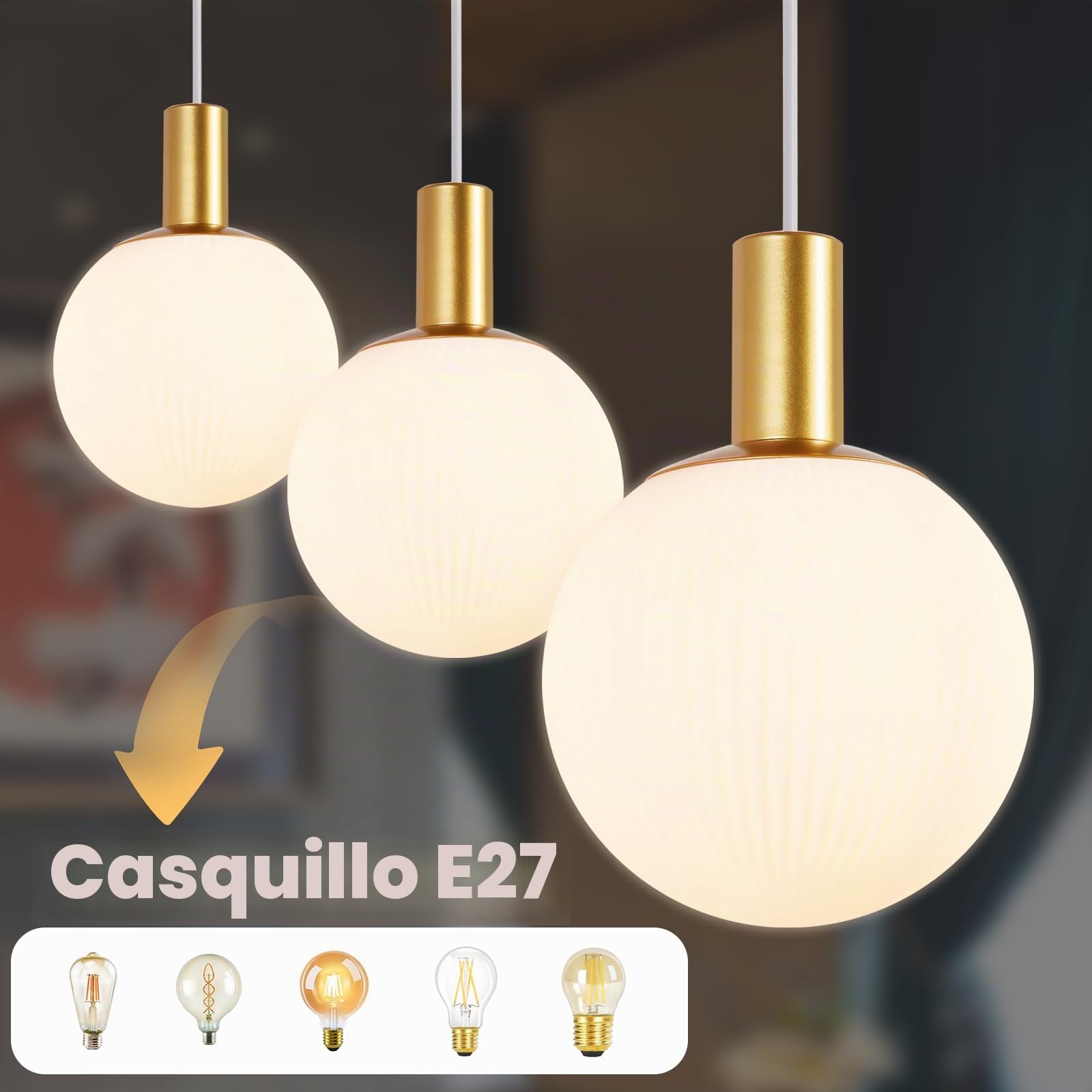 CBJKTX Lámpara Colgante de Mesa de Comedor de Cristal - E27 Lámpara