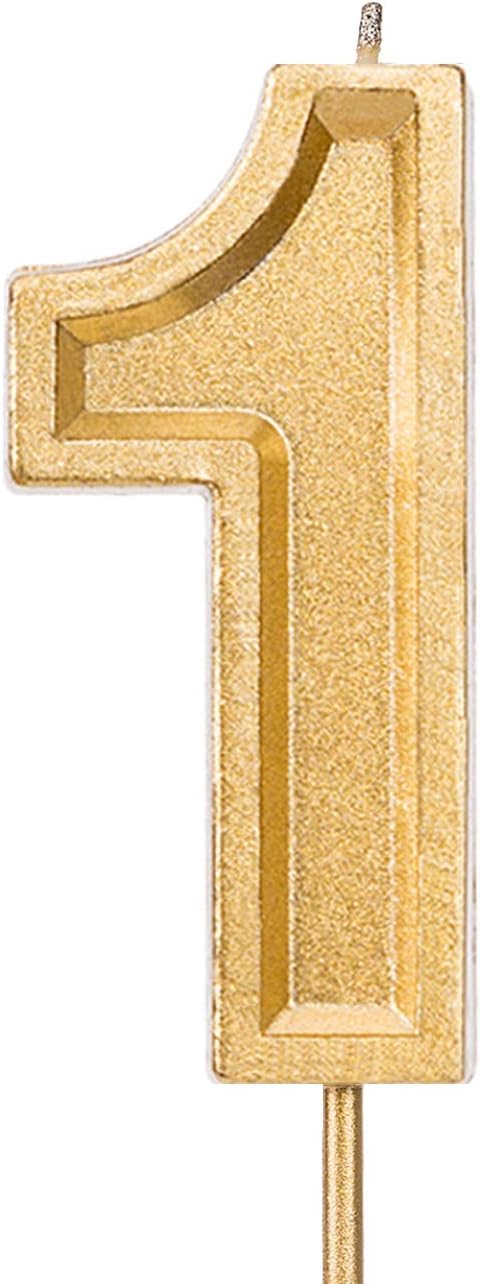 LUTER 2.76 Inches Large Birthday Candles Gold Glitter Birthday Cake Candles Number Candles Cake Topper Decoration for Wedding Party Kids Adults (Number 1)