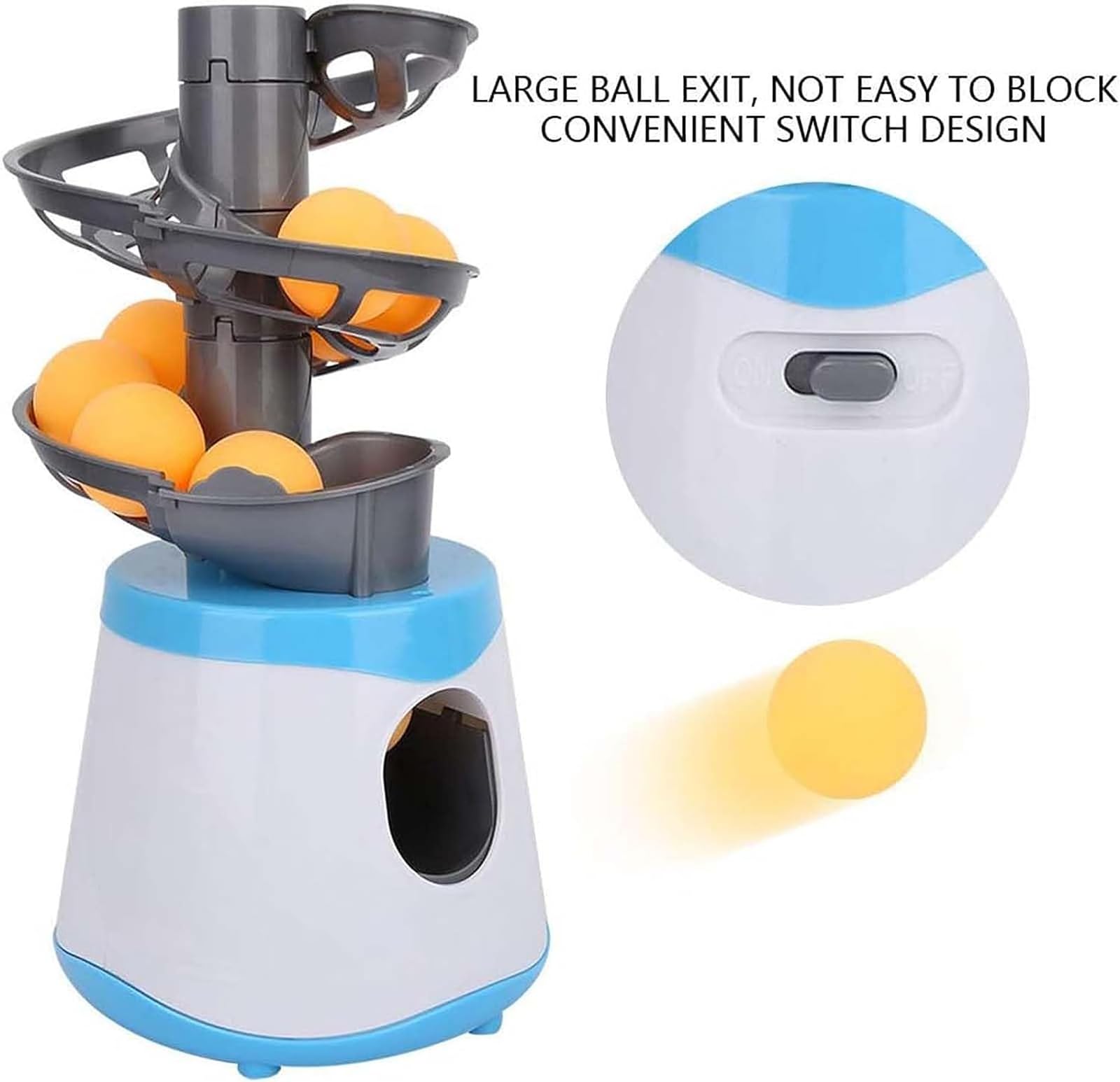 Automatic Table Tennis Ball Machine, Kid Beginners Ping Pong Automatic Machine with 10 Balls, 2 Power Supply Methods, Happy Sports, for Home Outdoor Childen