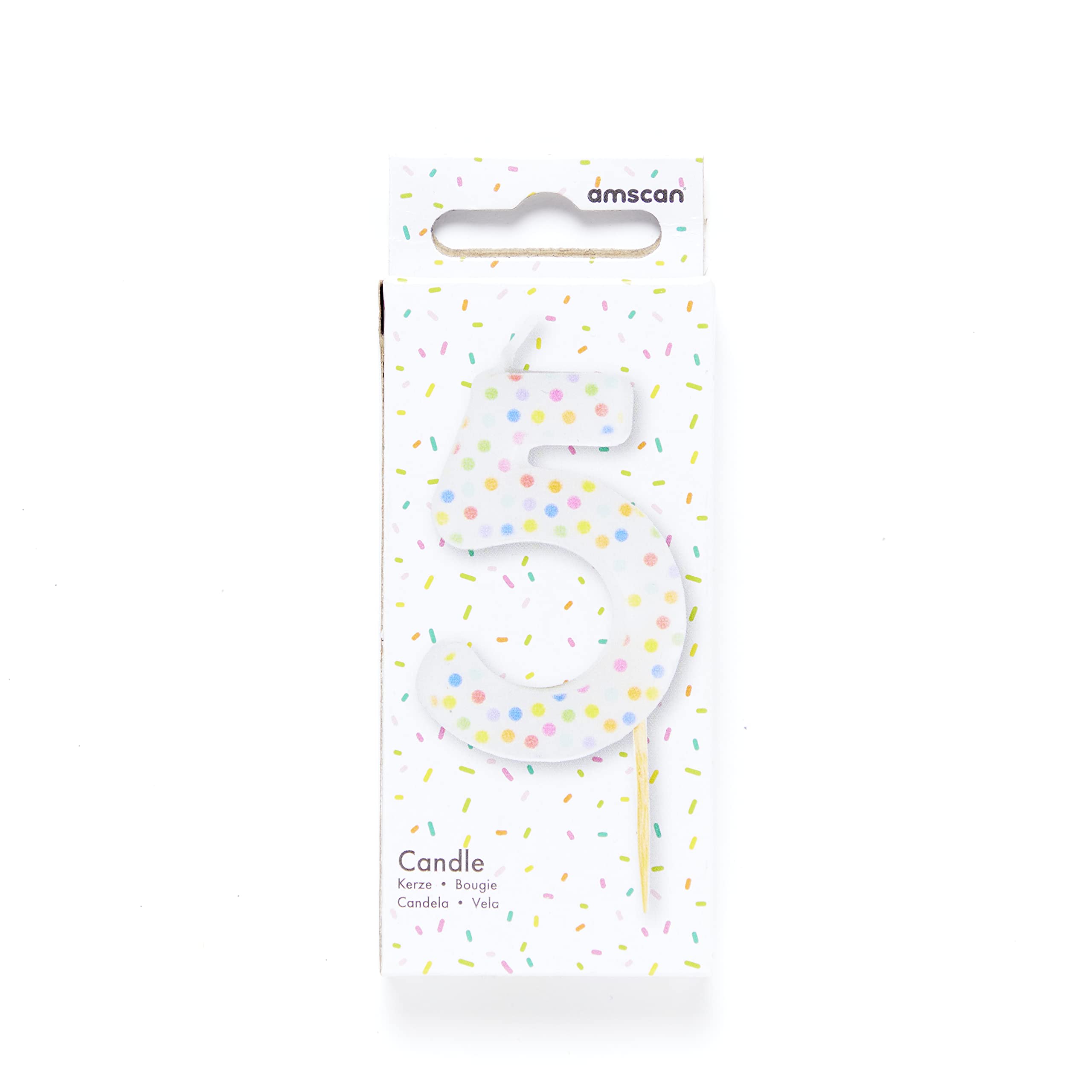 amscan 9911560 Patterned Numerical Candle 5, Multicoloured - Image 2