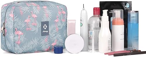 Miniatura 8 de Neceser de viaje colgante, organizador de maquillaje y productos cosméticos para mujer y niña, impermeable (flor azul oscuro)