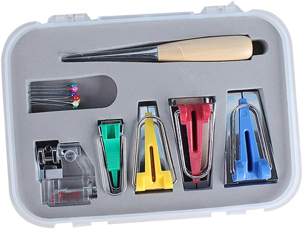 VILLCASE in-one Sewing Machine Tool Kit Bias Binder Foot Set Quilting Fabric Clips