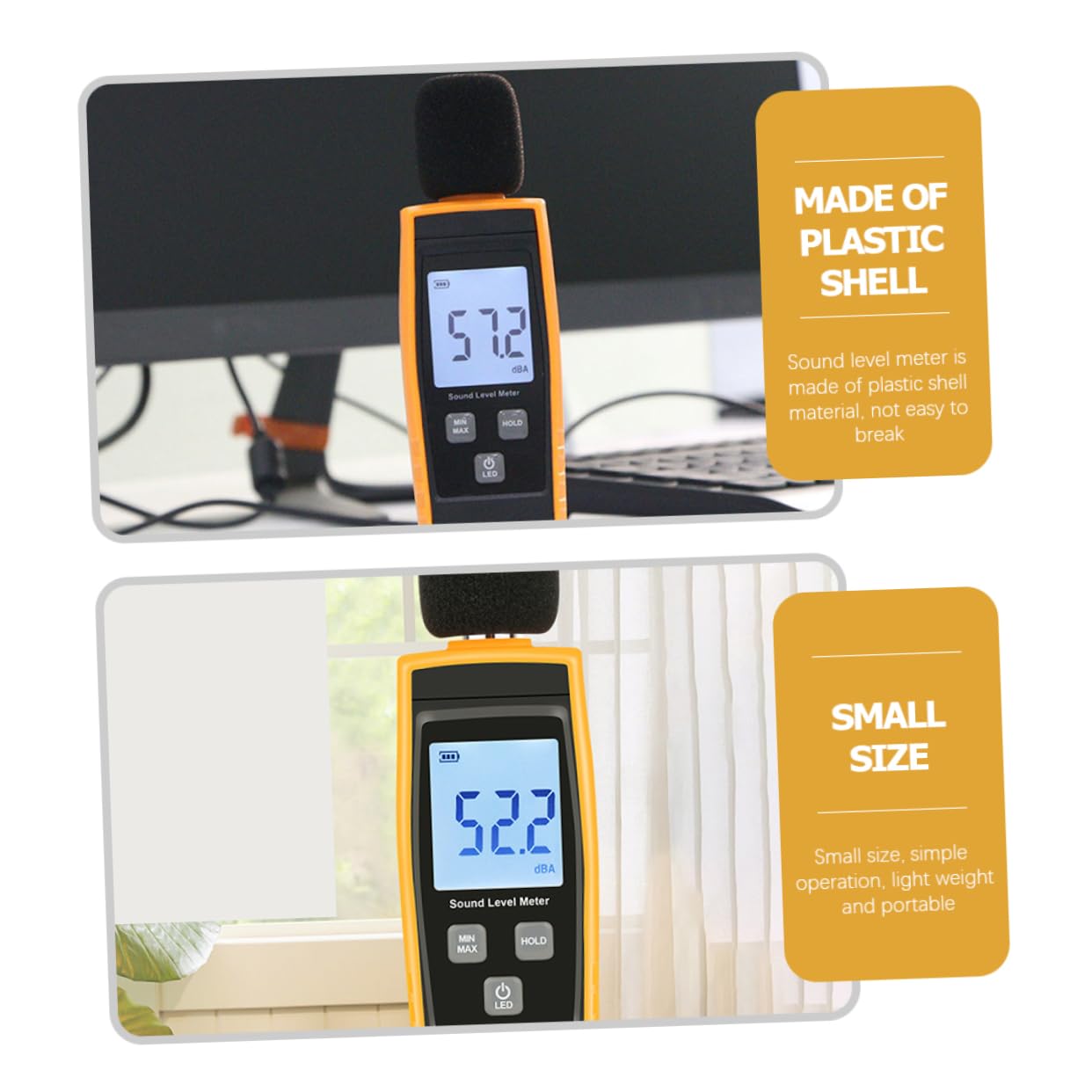 OUNONA Compact Digital Sound Level Meter Noise Monitoring Device for Home School Factory Backlight Alarm