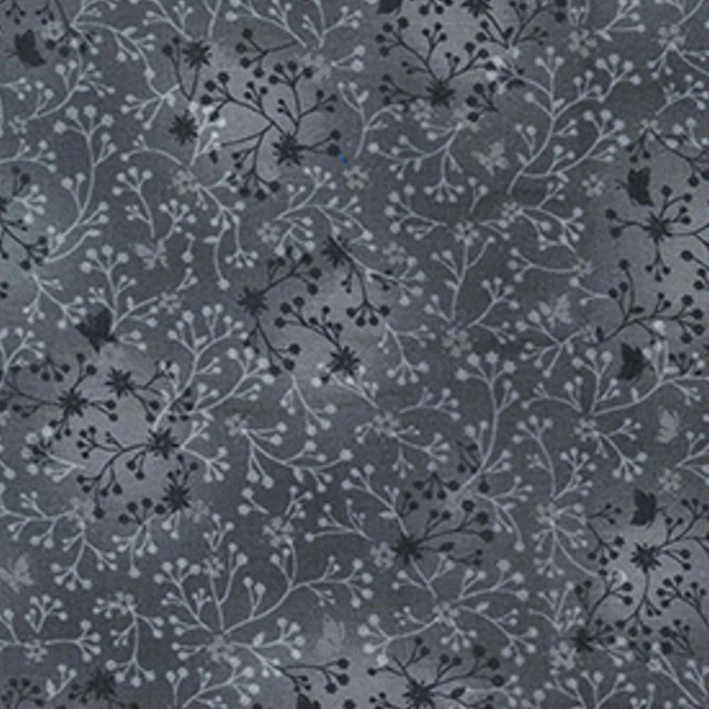 100% Cotton Fabric Flutter Cotton Blender Floral Flower (per metre) (Grey)