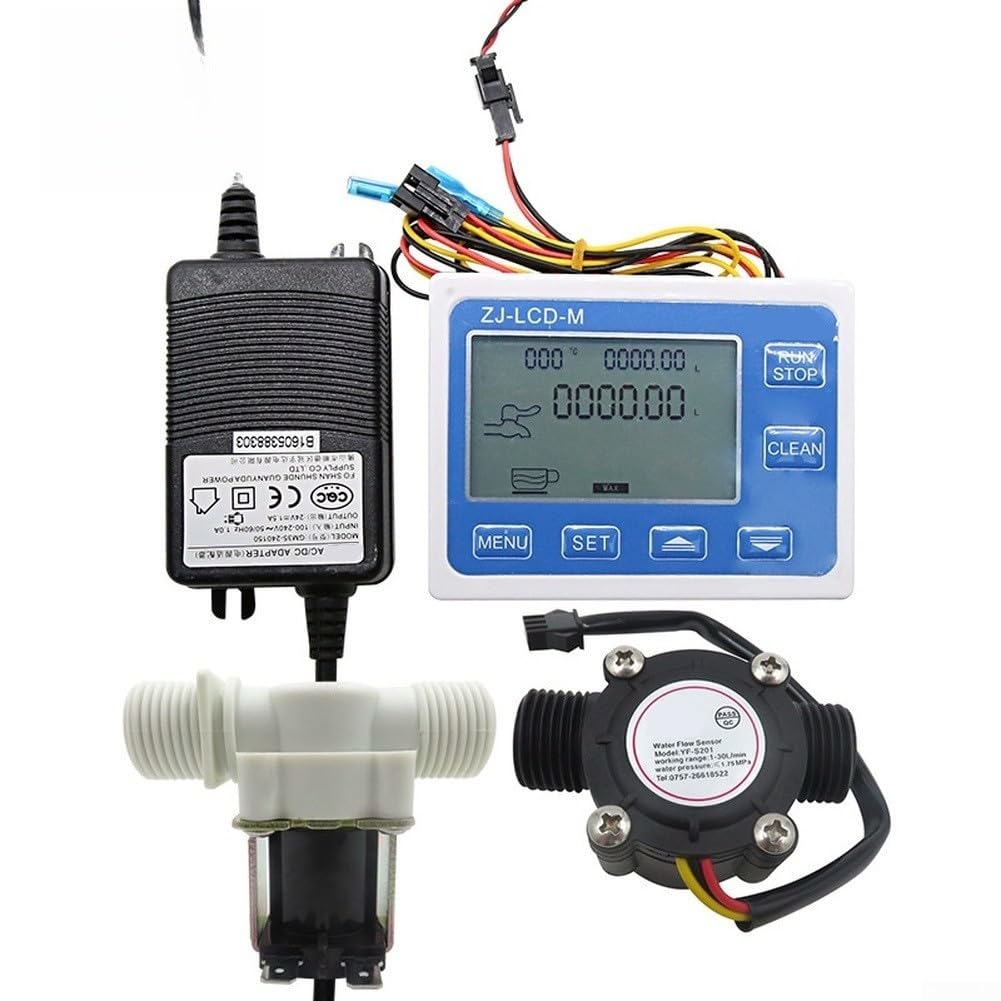 Medidor digital de flujo de agua G1/2 con pantalla LCD de 4 pulgadas, rango 1-30L/MIN, kit de sensor de control cuantitativo para sistemas hidráulicos y neumáticos industriales