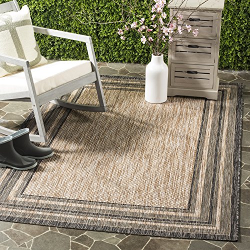 SAFAVIEH Courtyard Collection 5'3' x 7'7' Natural / Black CY8475