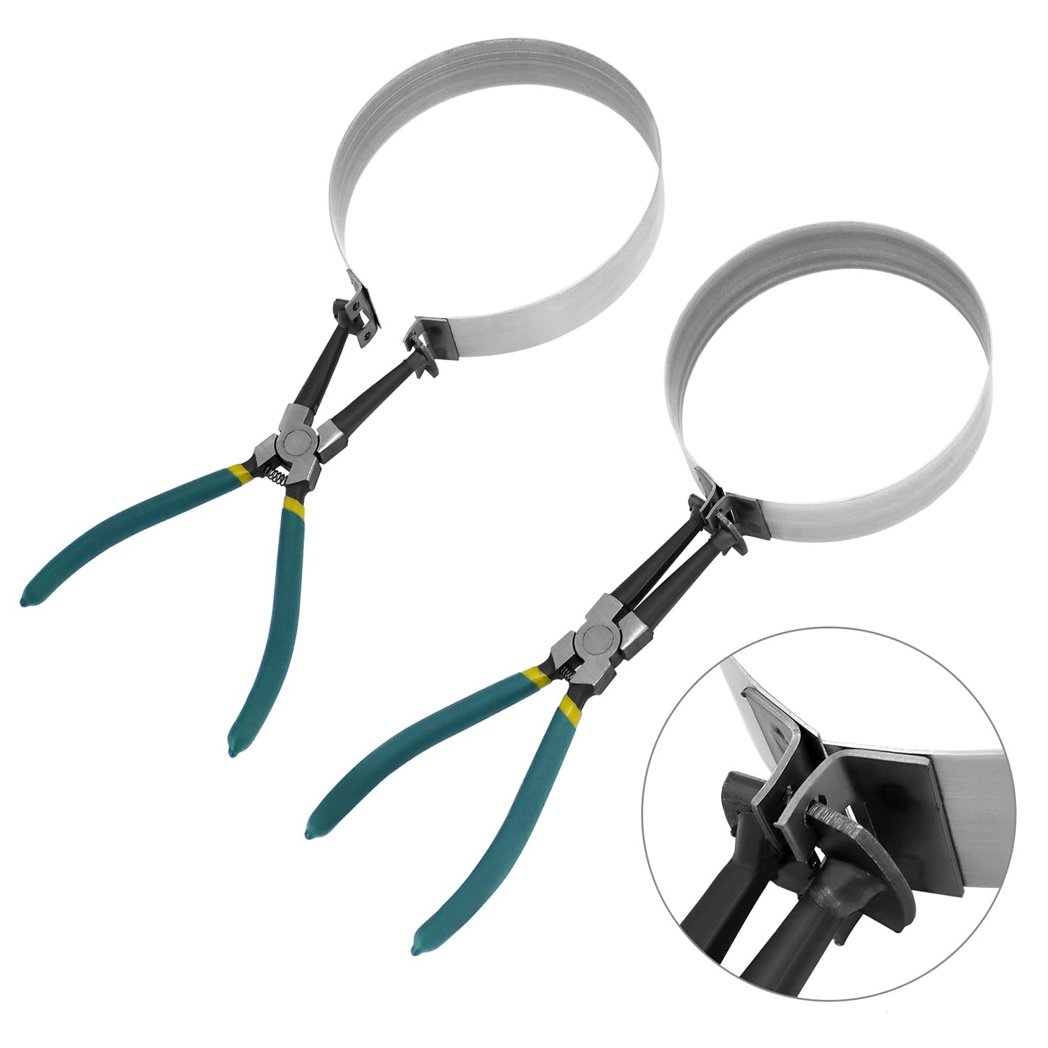 QWORK® Set di compressori a pistone con pinze, 62-145 mm, per SUV/camion/trattori/automobili, inclusa custodia