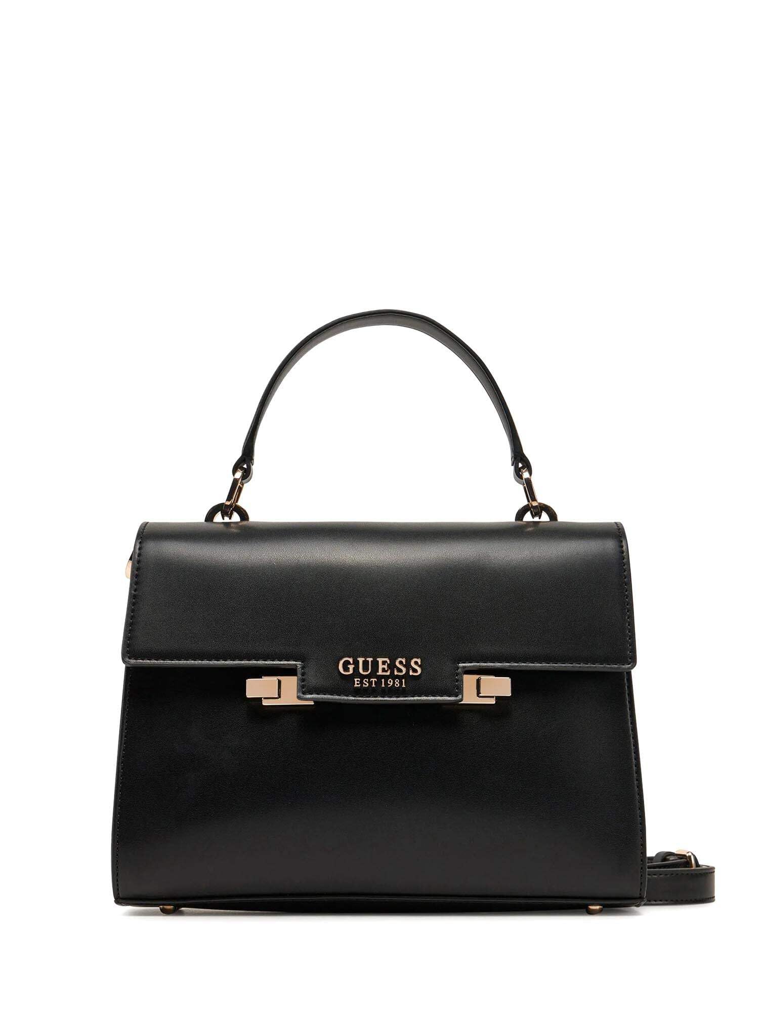 GUESS Eco Aldith Top Handle Flap Hand Bag damska torba, czarny, Mittelgroß