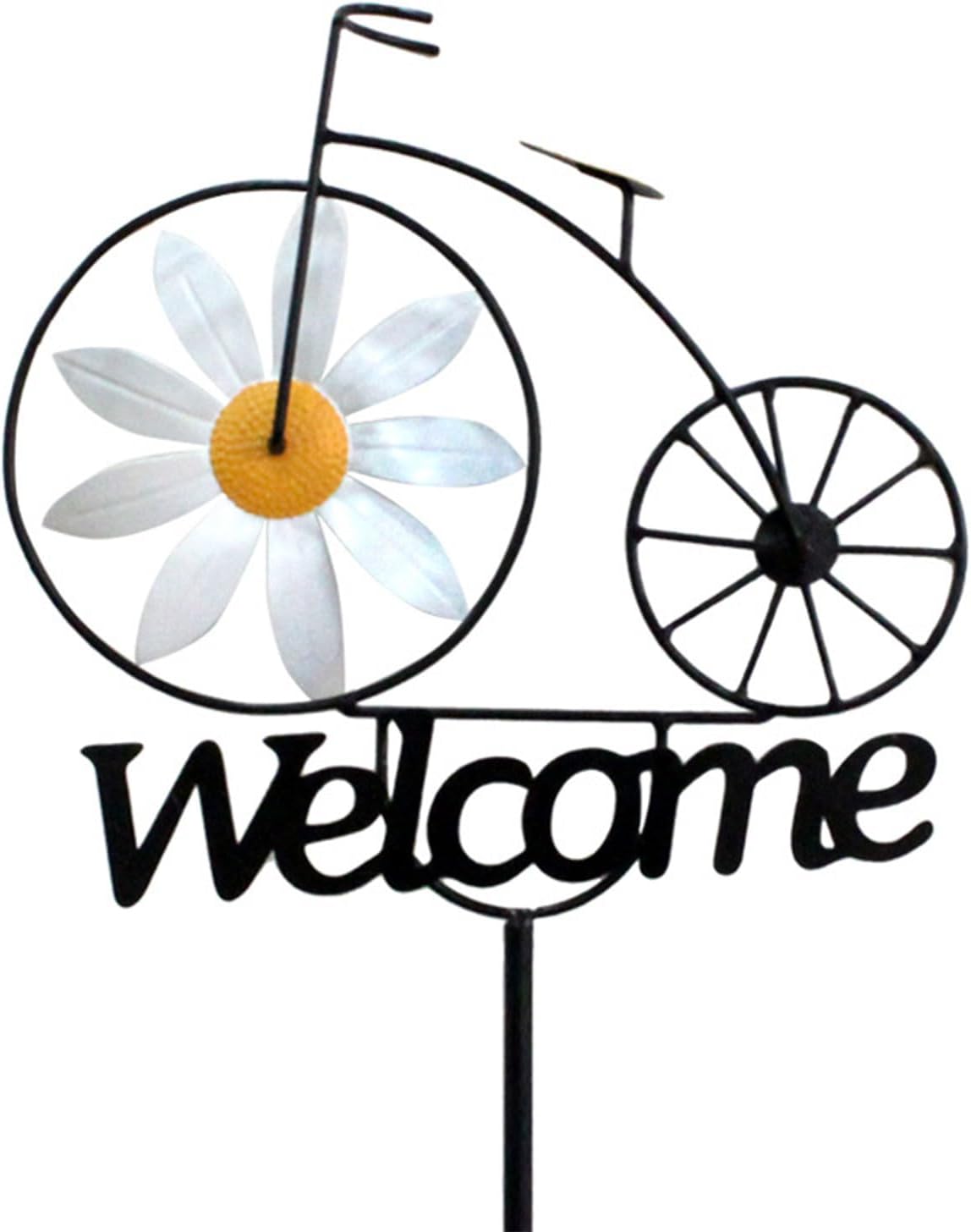 Garden Welcome Stake Iron Bicycles Windmills Stakes Outdoor Flower Wind Spinner for Yard Decorations Garden Stakes