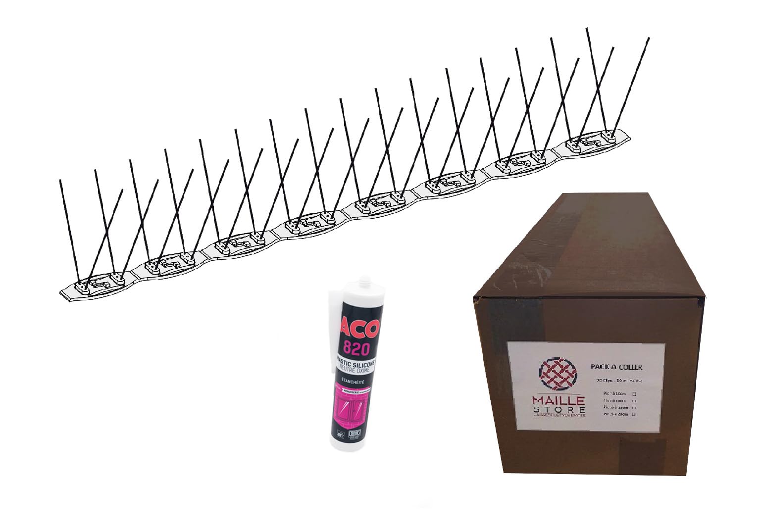 Maillestore Pinchos contra Palomas 10m para Pegar - Proteccin Desde 8 hasta 12 cm (1 Tubos de Pegamento)