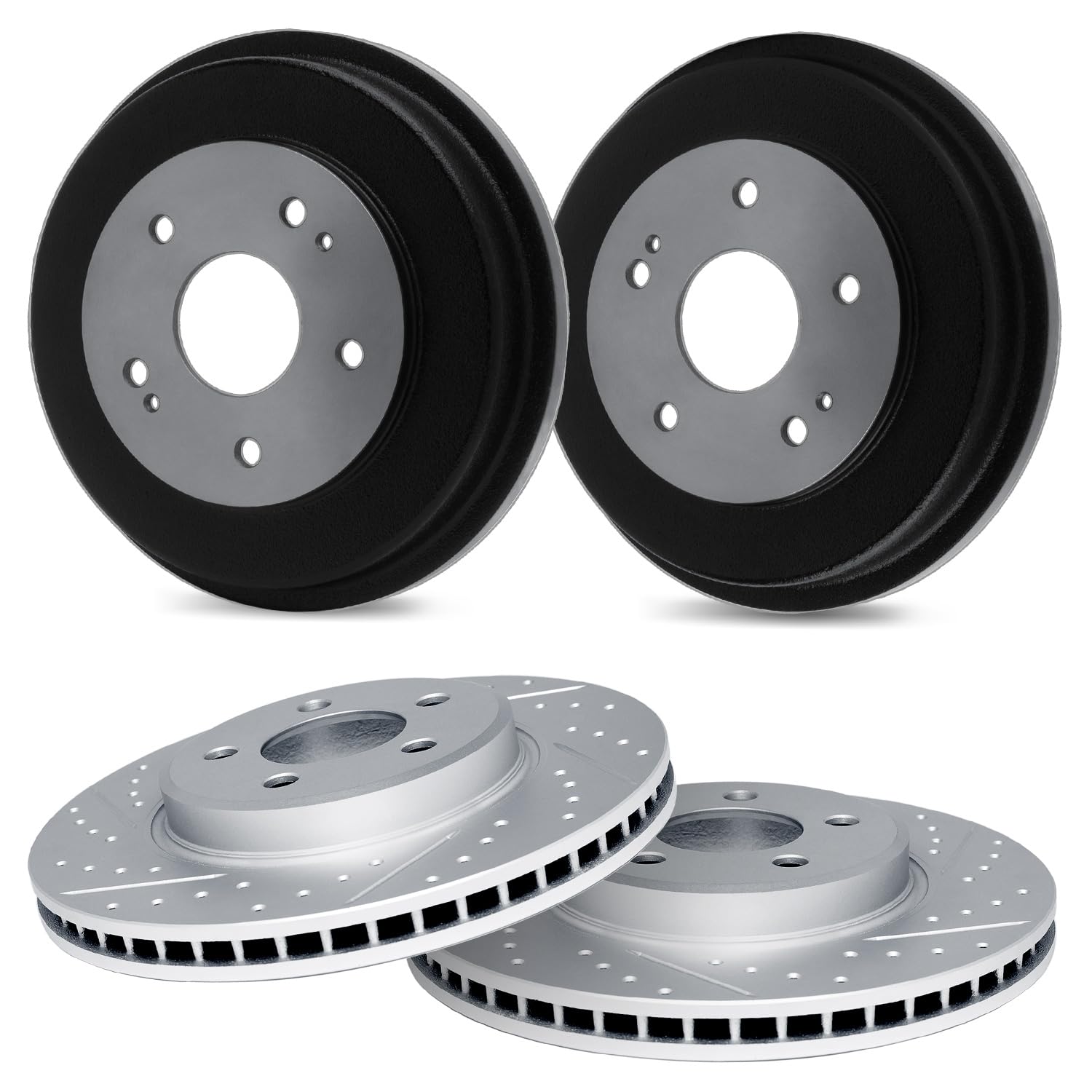 R1 Concepts Front Rear Brake Rotors and Drum Fits 2006-2008 Chevrolet HHR