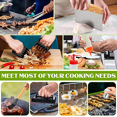 Joyfair 35Pcs Griddle Accessories Kit, Stainless Steel Flattop Grill Accessory Tool Set with Melting Domes, Professional Metal Turners for Outdoor BBQ Teppanyaki Camping Cooking (Wooden Handles)