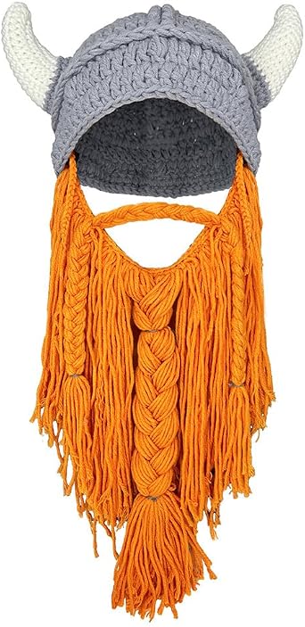 Viking Hat Soft Knit Viking Helmet with Horns Funny Winter Beanie