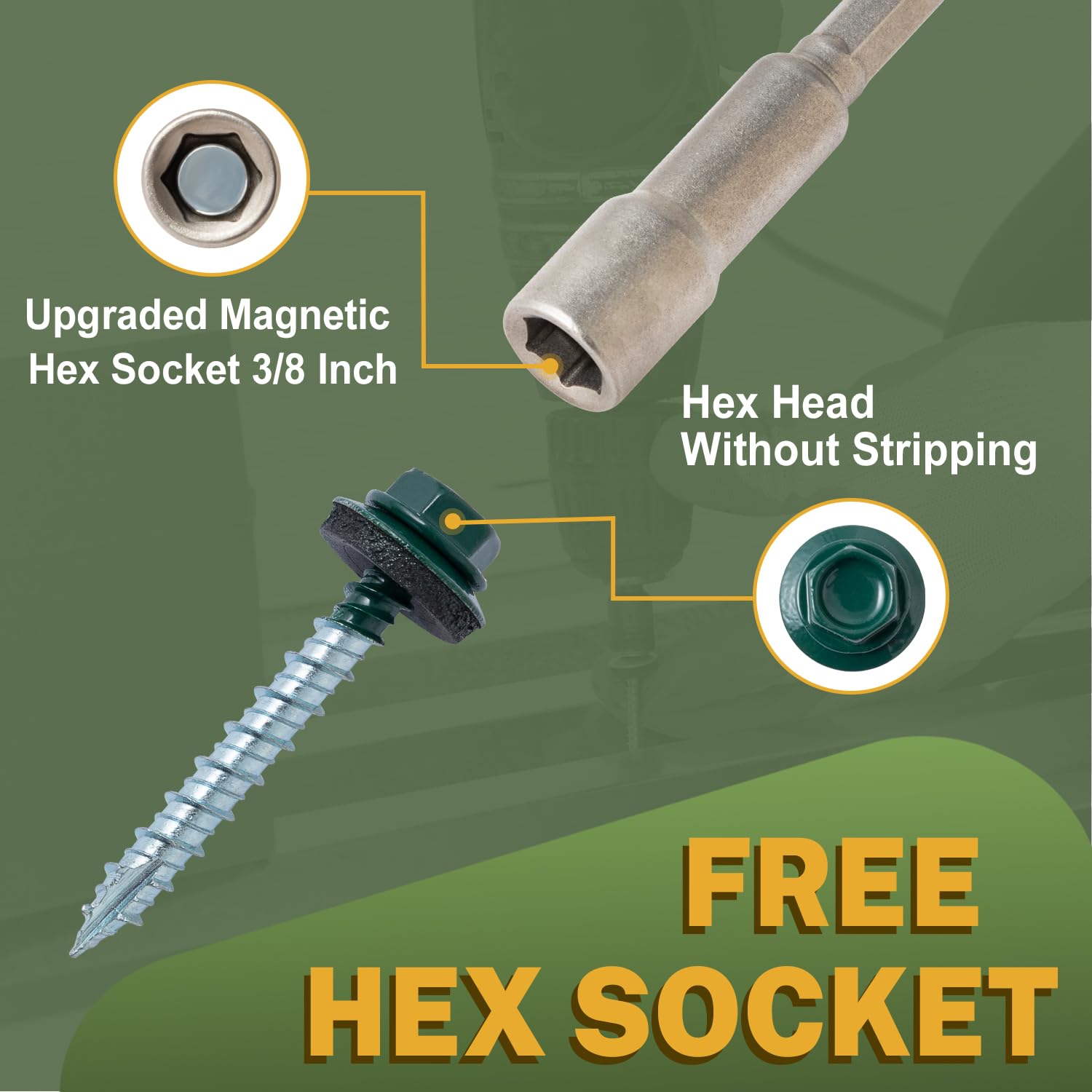 LIONMAX Metal Roofing Screws - 300 Pack -5