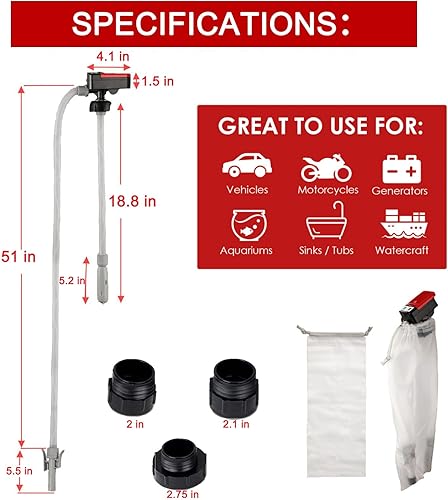 Miniatura 6 de Bomba automática de transferencia de combustible, bomba de gas alimentada con batería con sensor de parada automática, con caudal de 2.4 GPM y
