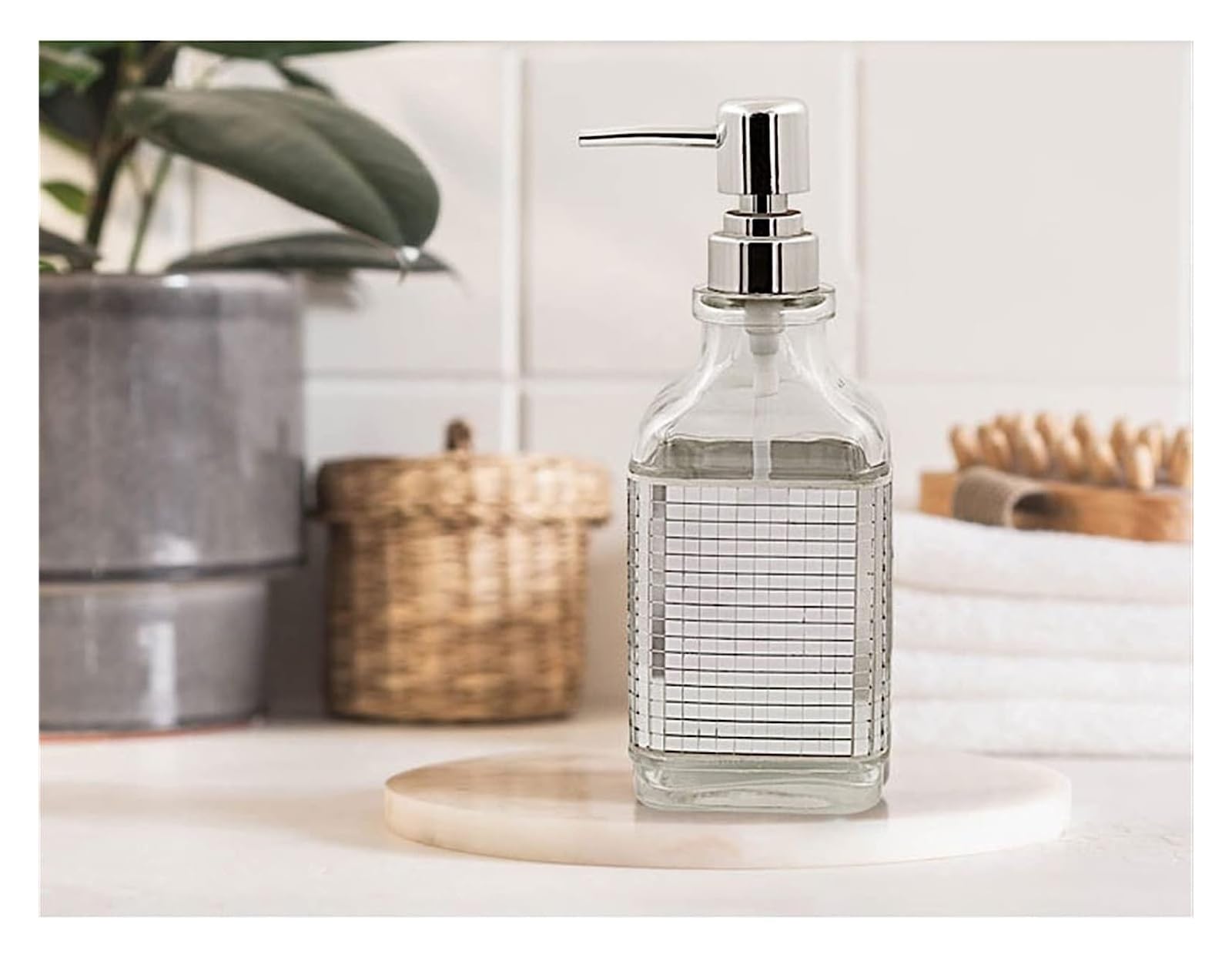 Dispensador De Jabón De Cerámica, Botella De Loción Recargable, Dispensador De Jabón Botella Decoración Contenedor Loción Cosmética Botella Separada Bomba De Presión De Vidrio Botella Bomba De Jabón (