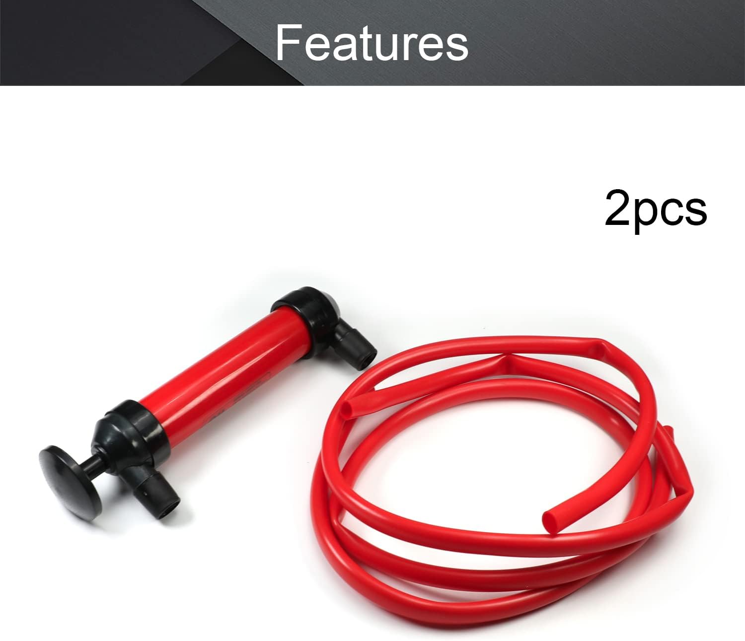 Othmro 2Pcs Plastic Manual Oil Pumps Hand Fuel Pump Liquid Fuel Transfer Siphon Hand Pump Outlet Pipe Length 100cm Oil Inlet Pipe Length 100cm for Gas Oil Air Water Red Black