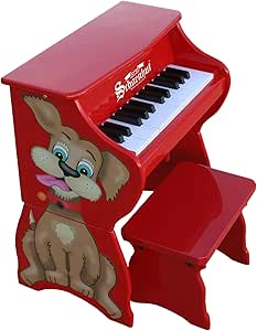 Schoenhut Pals Dog Baby Grand Piano - 25 Key Small Piano Keyboard with Bench - Piano Keyboard Toy for Kids Develop Playing Skills - Learn to Play Toddler Musical Instruments - Piano for Kids