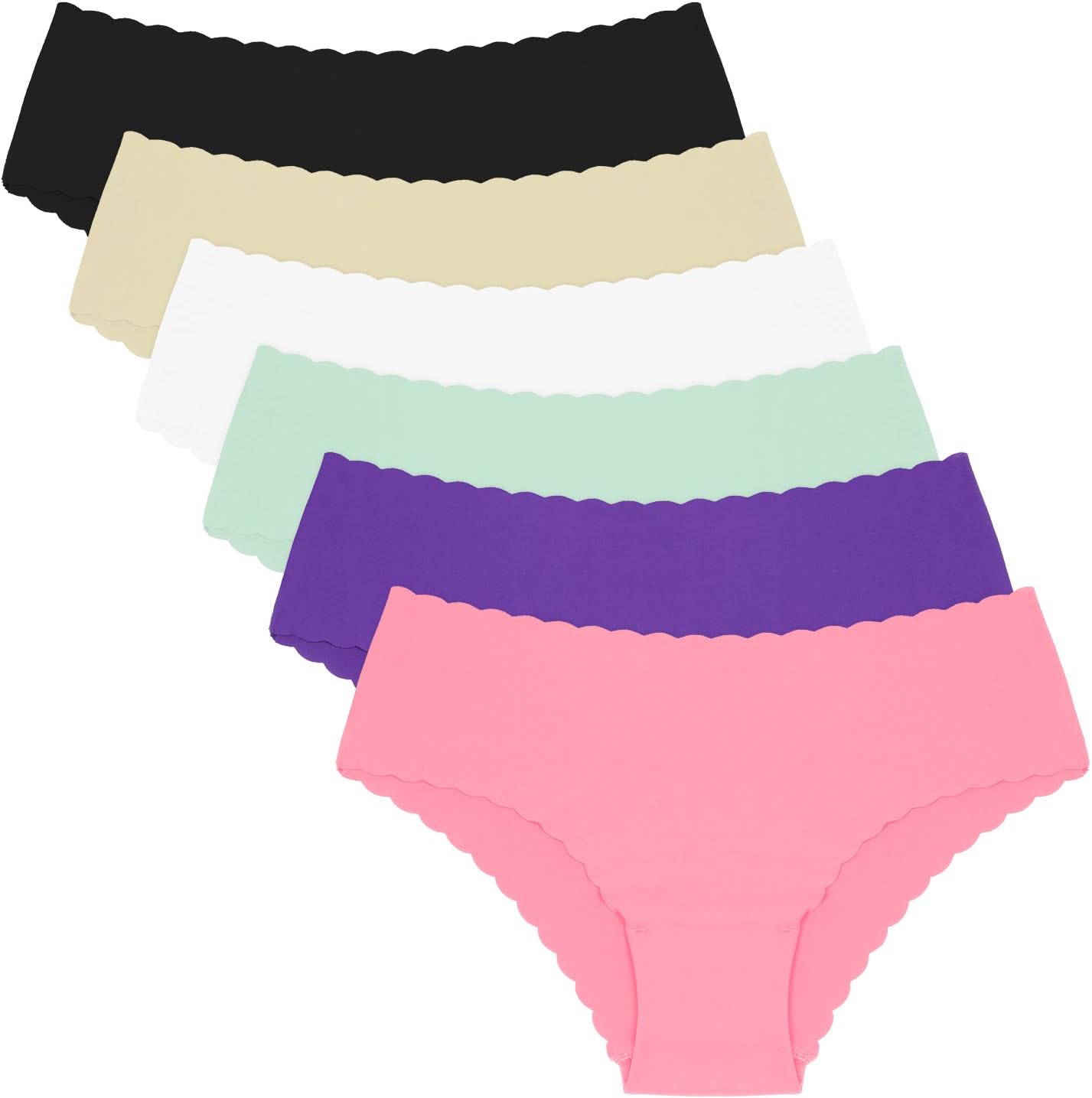 ANZERMIX Womens Seamless Laser Cut Brief Wave Edge Panties Pack of 6