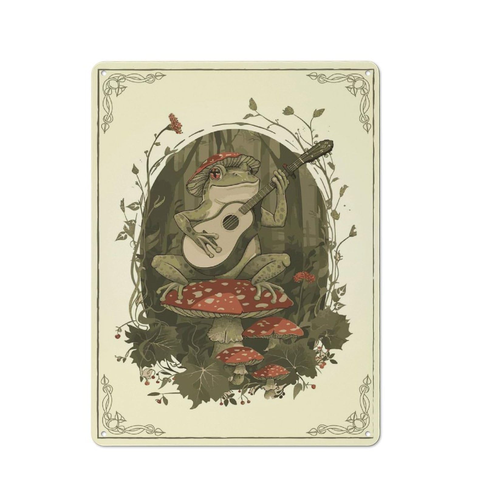 Junmoney Style-20 Vintage Cottagecore Frog Musician Metal Gift Sign 40X30cm, Home Wall Decor For Bedroom, Kitchen, Office Or Living Room