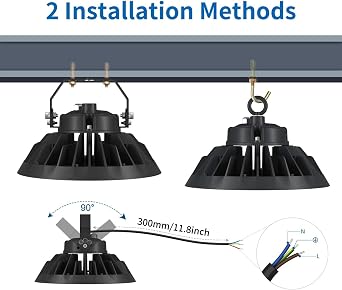 ANTENLICHT 2 Pack 200 W UFO LED High Bay Light 5000 K Cool White Indoor Spotlight LED 170 LM/W IP65 Waterproof Industrial Lamp with U-shaped Mounting Bracket for Factories Garage Warehouse [Energy Class B]