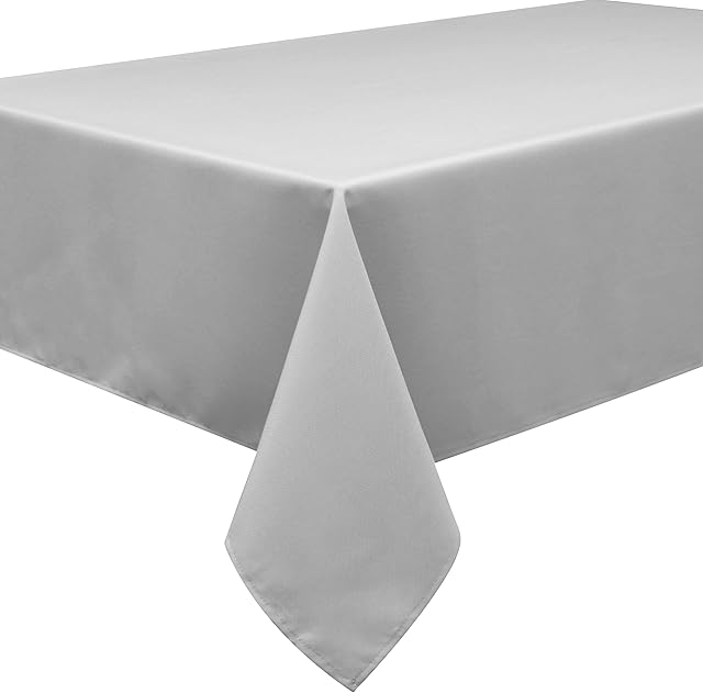 Extra Large Rectangular Fabric Tablecloth 150x300cm 59"x118" Zinc Light Grey Silver