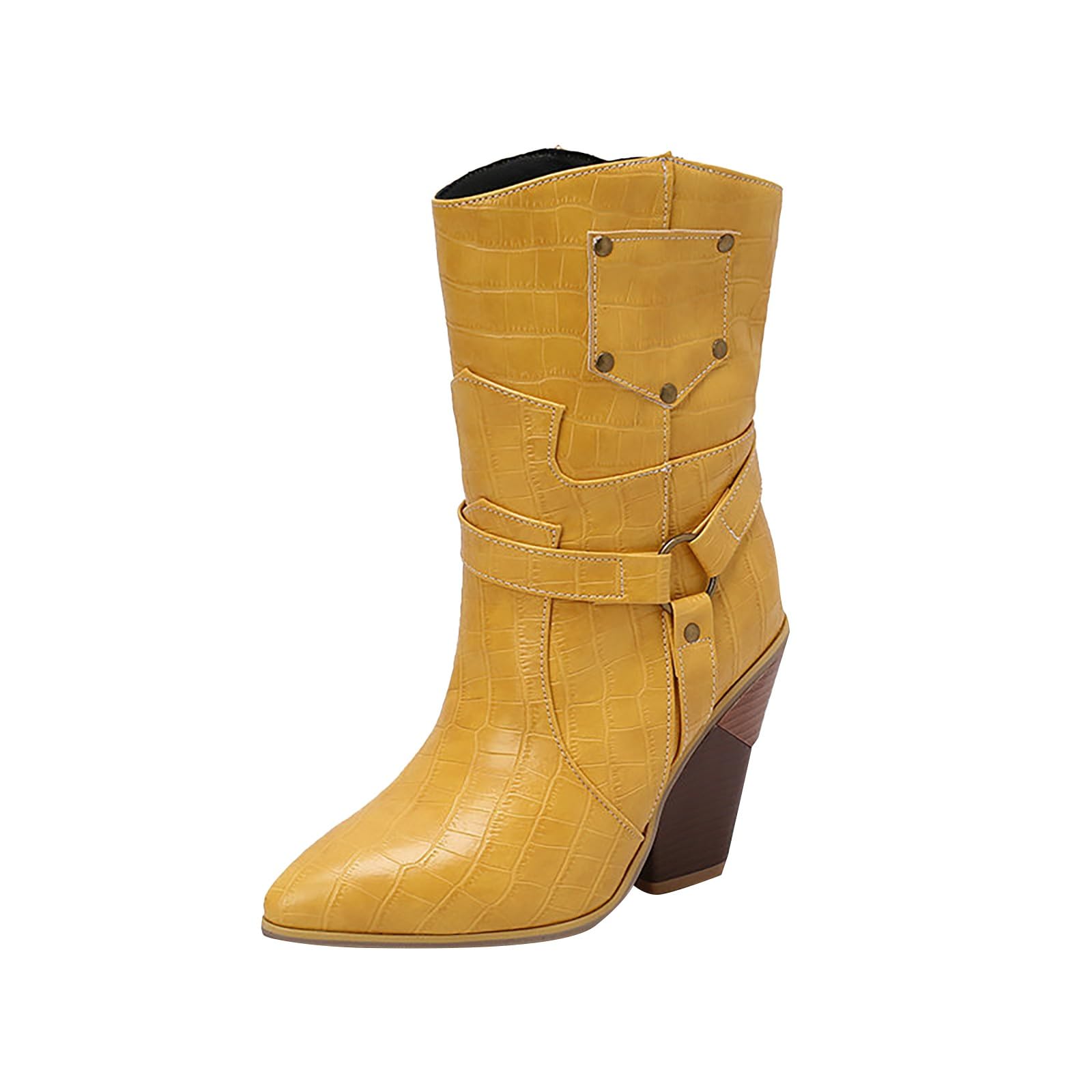 Stivali Texani Donna Neri Fashion Pelle Antiscivolo Per E Lacci Sotto Motivo Stampato a Giardino Impermeabili Stivali Western Per Donna Stivaletti Scarpe Da Con Motivo Stampato