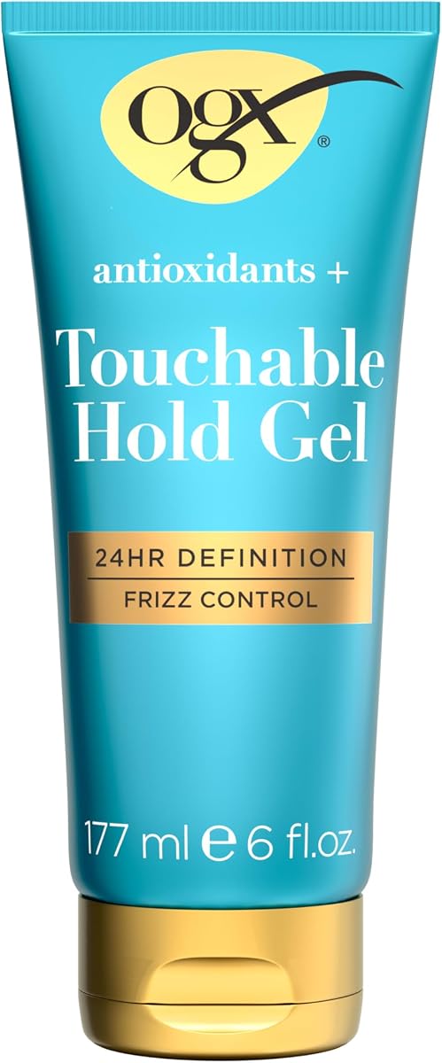 OGX Antioxidants + Touchable Hold Gel, Medium Hold Hair Styling Gel for 24 Hour Definition & Frizz Control, Anti-Humidity Hair Gel with a Soft, Non-Sticky Texture, Paraben-Free, 6 fl. oz