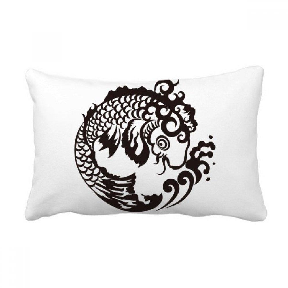Coussin de soutien lombaire poisson style chinois pour decoration de canape de salon 40x60cm