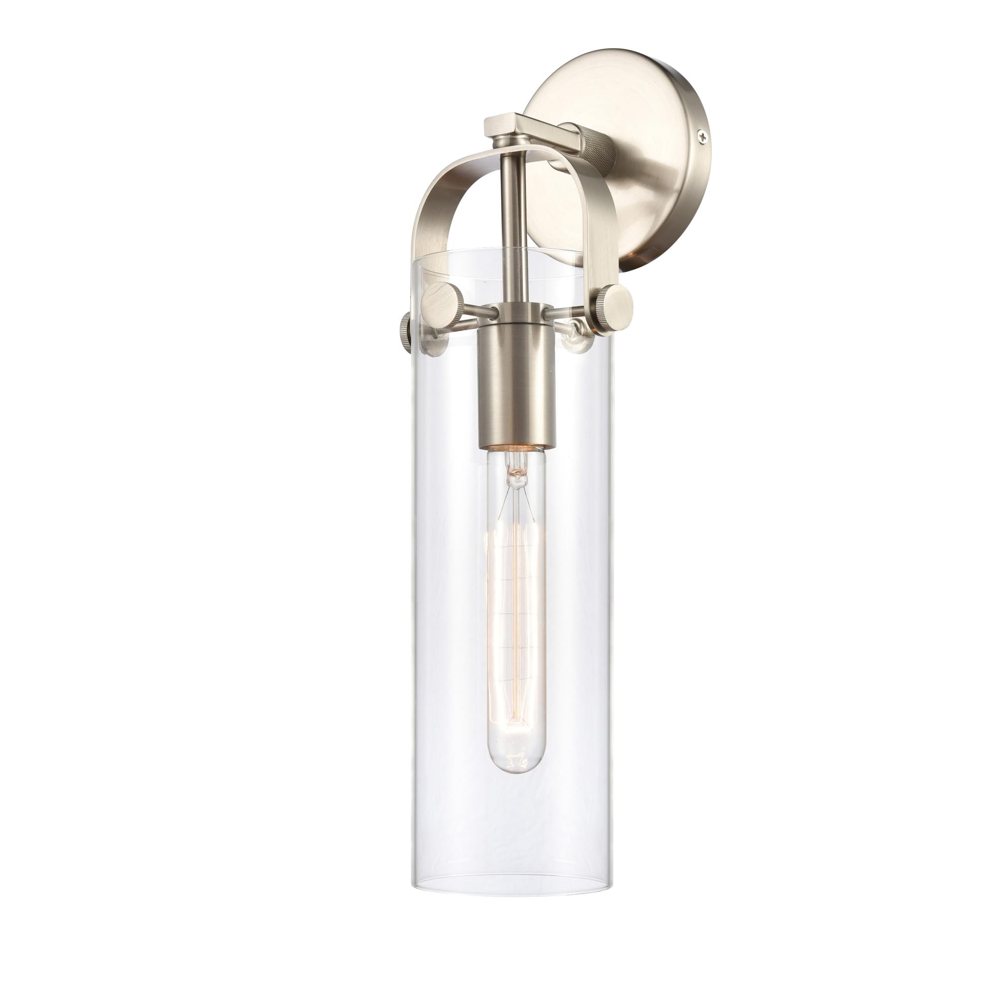 Innovations Lighting 413-1W-SN-G413-1W-4CL Pilaster - 1 Light Wall Sconce In Industrial Style-16.75 Inches Tall and 4.88 Inches Wide, Finish Color: Satin Nickel, Glass Color: Clear