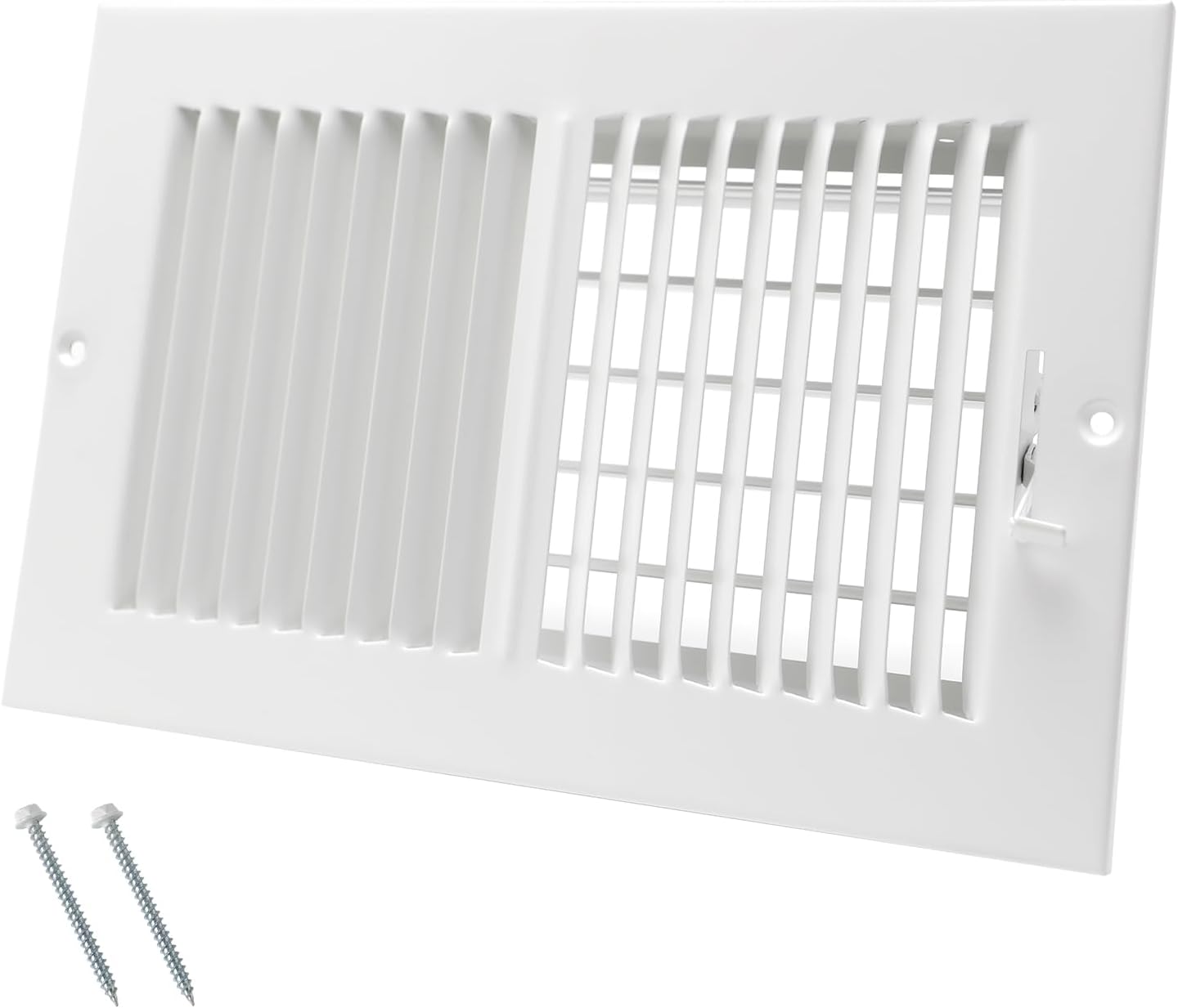 10 x 6 Inch [Duct Opening] Air Vent Covers for Wall or Ceiling - High Airflow 2 Way Steel Ventilation - Adjustable Wall/Ceiling Register, 11-3/4 Inch x 7-3/4 Inch [Overall Dimensions] 10"W x 6"H [Duct Opening]