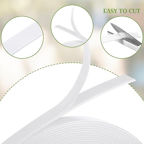 Vista 16 de 2 rollos de cinta de doble cara blanca de espuma de polietileno, cinta adhesiva de montaje suave Blanco