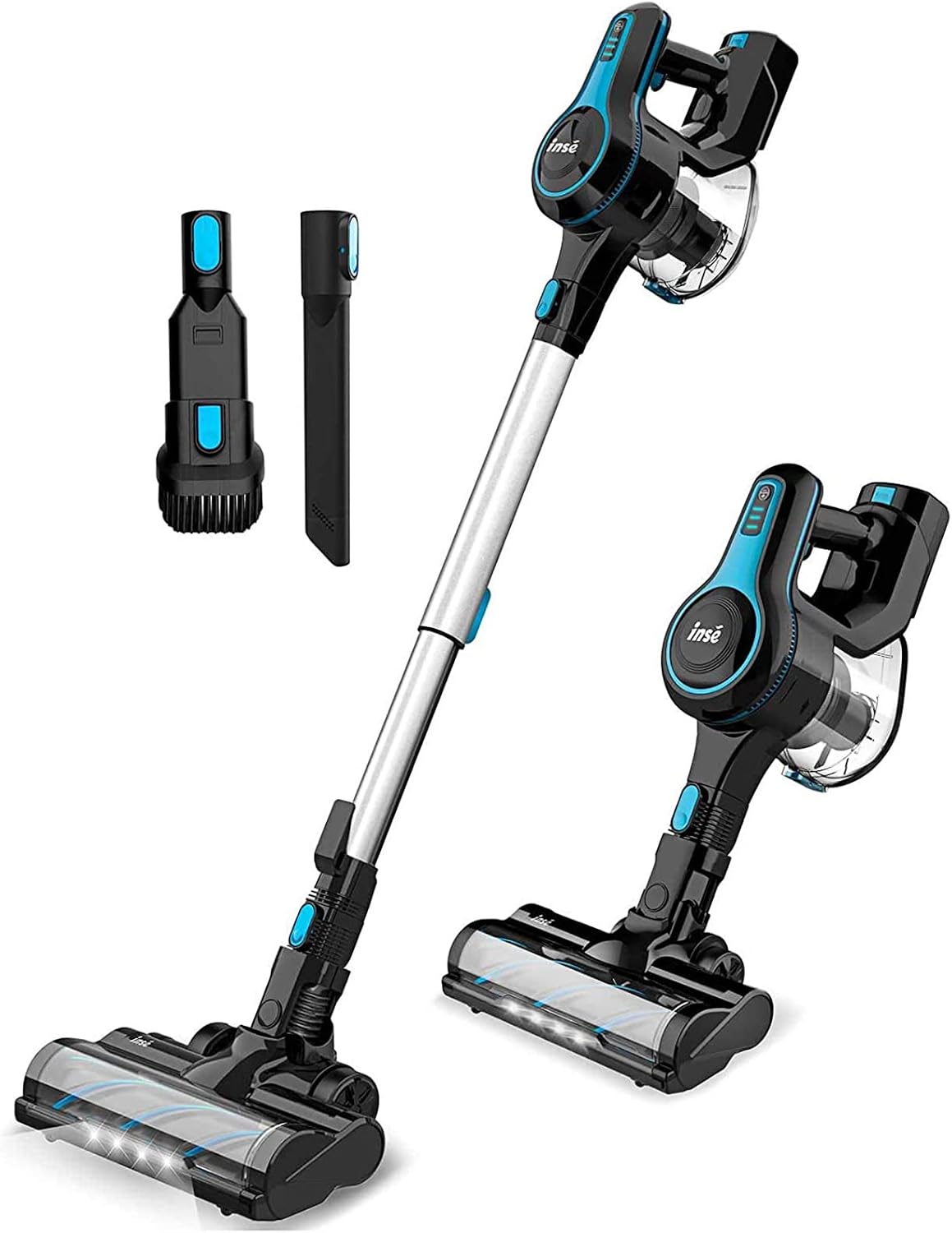 INSE Cordless Vacuum Cleaner Lightweight Powerful Suction Stick Vacuum 1.2 L Large Dust Cup Handheld Vac for Cleaning Home Car Pet Hair Carpet Hard Floor Furniture - N5 Azure