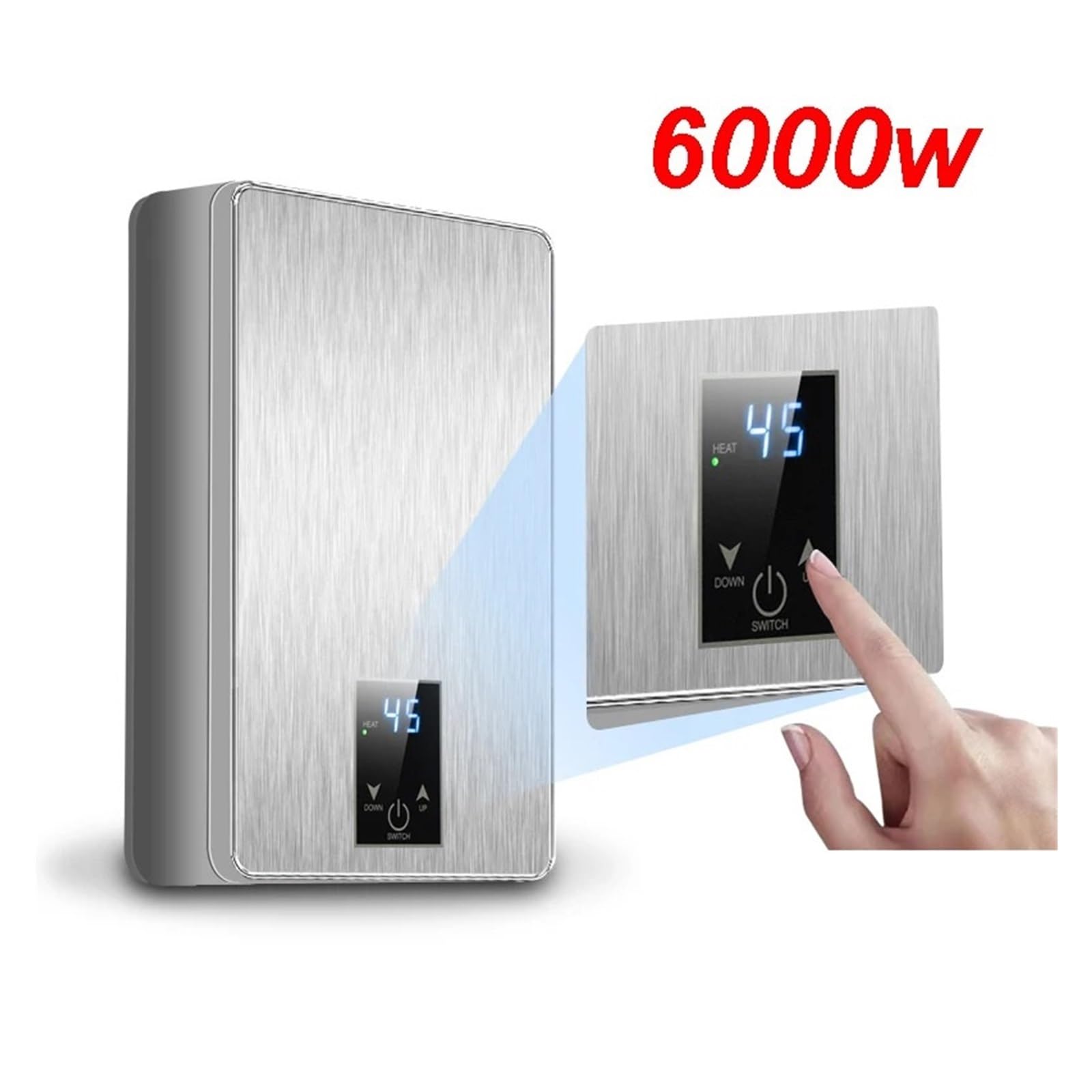 Scaldabagno Elettrico, Scaldabagno Elettrico Istantaneo Doccia Rubinetto del Bagno Riscaldatore di Acqua Calda 6000W Display Digitale for Hotel Cottage di Campagna