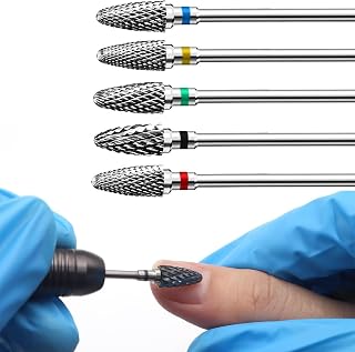 5pcs Tungsten Nail Drill Bits Set for Acrylic Nails, 3/32" Professional Cuticle Polishing Bits Nail Art Tools, Electric Nail Files Manicure Pedicure Drill Tool for Salon Home Use (Corn Head)