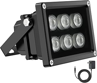 Univivi Infrared Illuminator, 850nm 6 LEDs 90 Degree Wide Angle IR Illuminator for Night Vision, Waterproof LED Infrared Light for CCTV Security Camera, with Power Adapter, Black